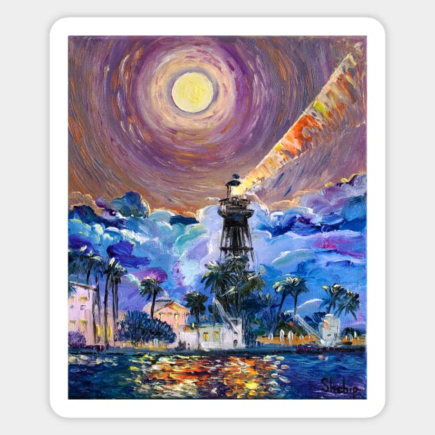 Lighthouse At Night Sticker by NataliaShchip